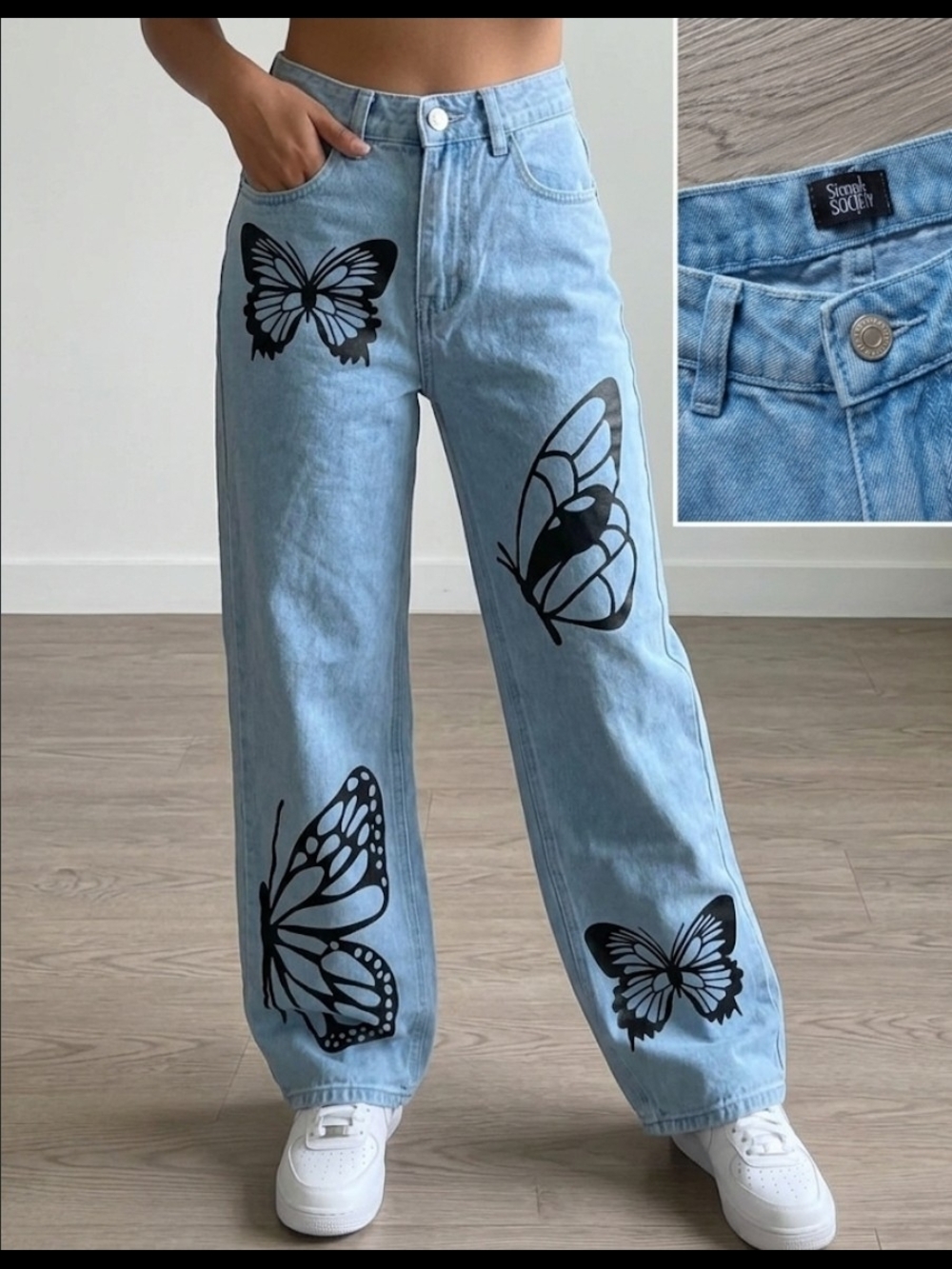 Jeans "Simple Society" with butterfly print